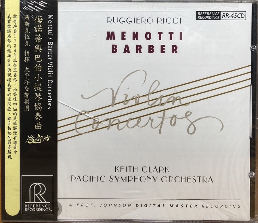 RUGGIERO RICCI 黎奇, 凱斯克拉克 / MENOTTI, BARBER: VIOLIN CONCERTOS 曼諾第, 巴伯: 小提琴協奏曲 (CD)