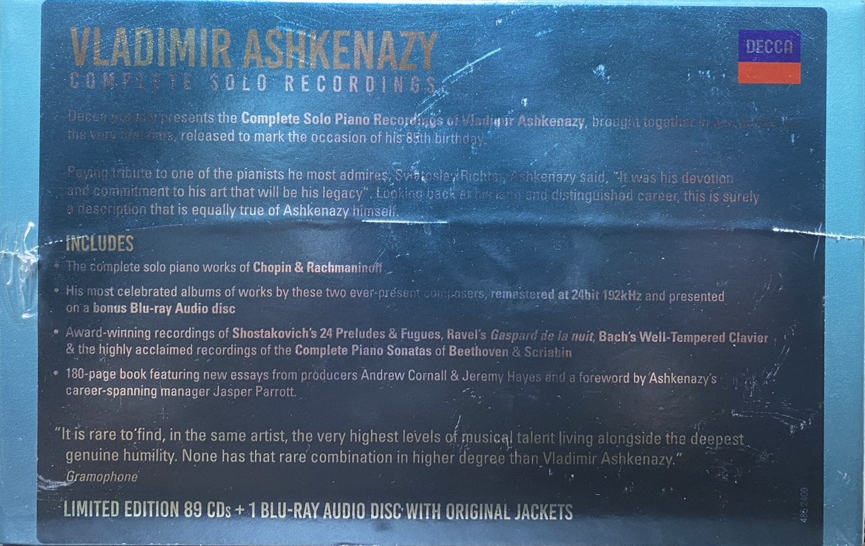 Vladimir Ashkenazy Complete Solo Recordings / 阿胥肯納吉獨奏錄音全集 (89CD+1BDAudio)